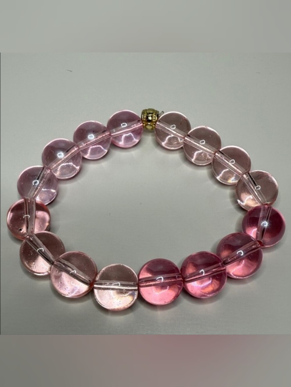 Pink Glass Bead Stretch Bracelet - Unbranded